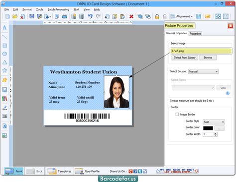 id card with barcode software